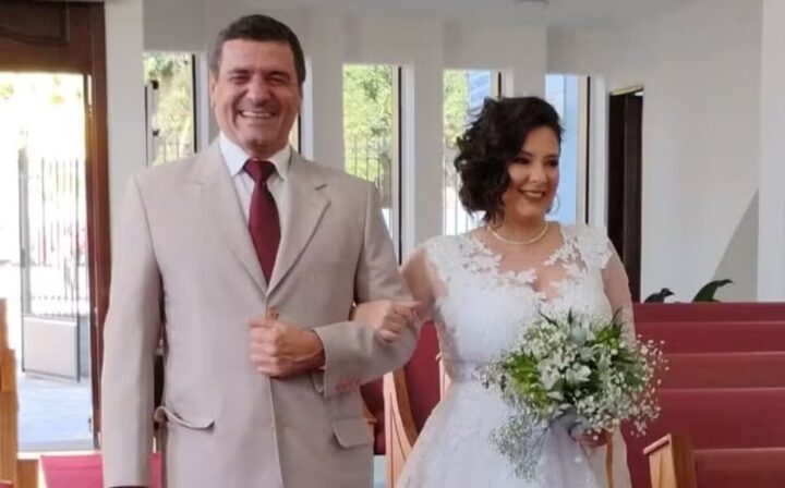 Galã dos anos 90, Jandir Ferrari casa a filha Laura Laviola em Teresópolis