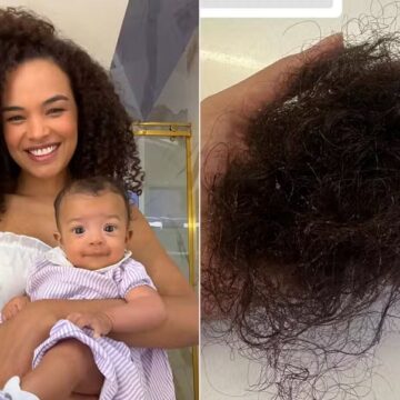 Lucy Ramos se assusta com queda de cabelo após nascimento de filha