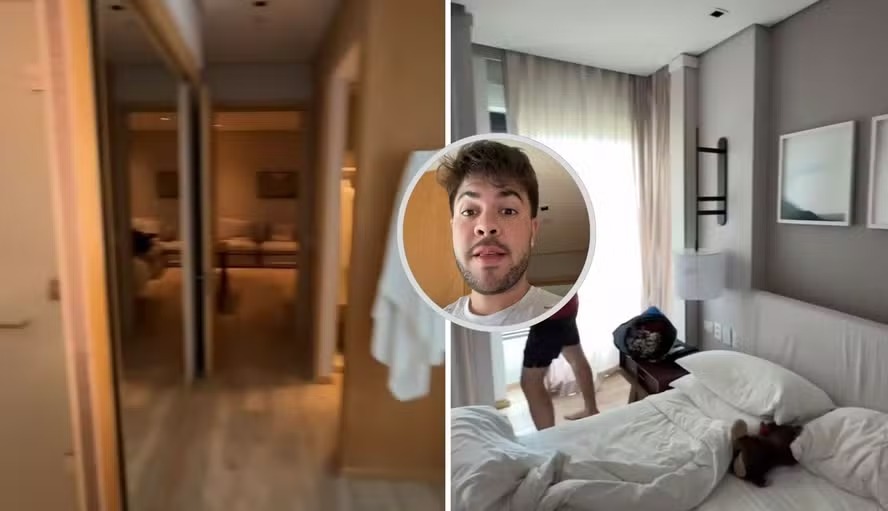 Alvaro se choca com hotel de luxo que a Globo bancou para participantes da ‘Dança dos Famosos’