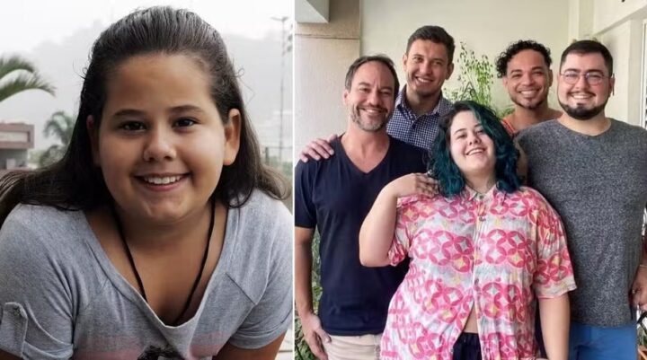 Atriz mirim de ‘Avenida Brasil’ celebra Dia dos Pais ao lado dos seus ‘quatro pais’