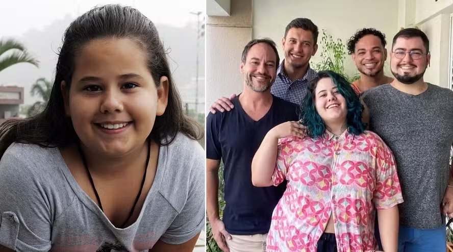 Atriz mirim de ‘Avenida Brasil’ celebra Dia dos Pais ao lado dos seus ‘quatro pais’