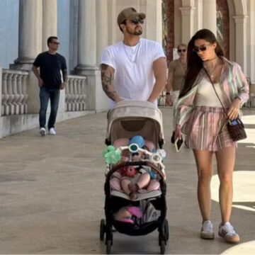 Luan Santana curte viagem com Jade Magalhães e a filha, Serena, em Portugal