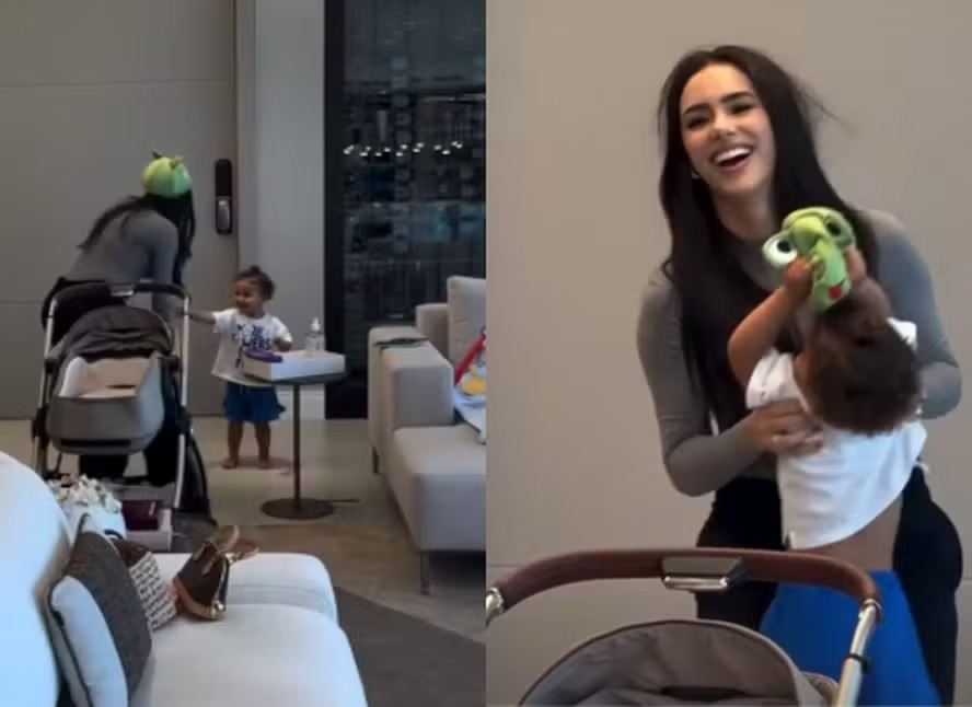 Bruna Biancardi diverte a filha Mavie com touca de sapo em vídeo fofo