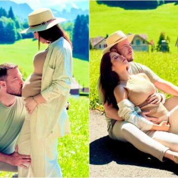 Grávida, Maíra Cardi ganha beijo de Thiago Nigro na barriga durante viagem à Suíça