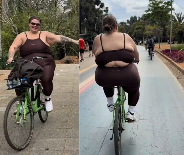 Thais Carla celebra pedalar depois da bariátrica: ‘Disseram que não seria possível’