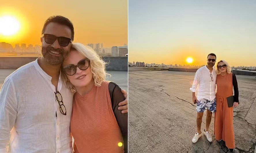 Ana Maria Braga posa com o marido, Fábio Arruda: ‘Cliques especiais’