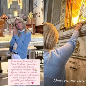 Após diagnóstico de câncer de mama, Val Marchiori vai a Santuário: ‘Esperança e coragem’