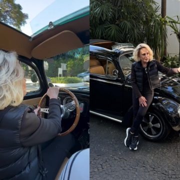 Fuscão preto! Ana Maria Braga vive dia de aventura dirigindo relíquia em São Paulo