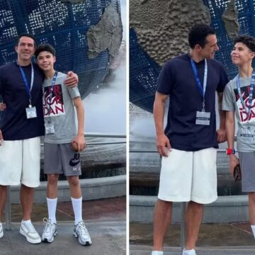 Filho de Marcus Buaiz impressiona por altura durante viagem com o pai pelos EUA