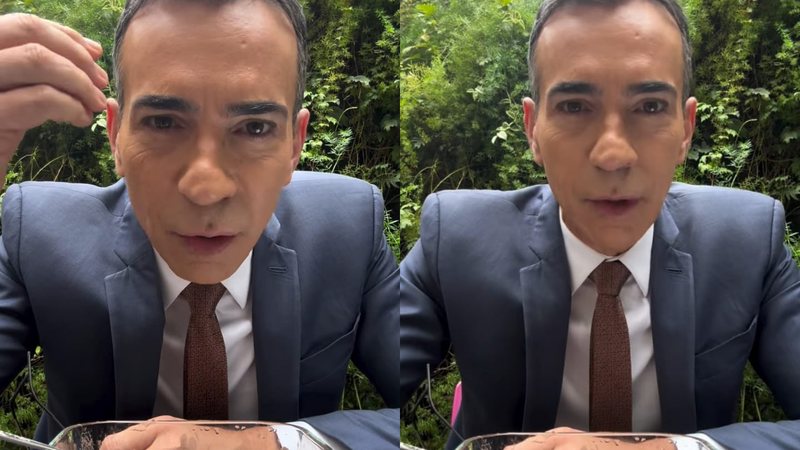 César Tralli foge da rotina e mostra marmita: ‘Não é só salada’