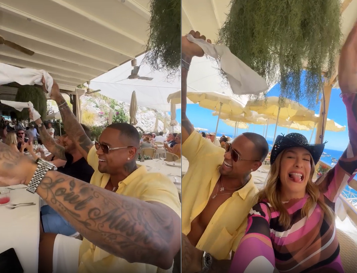 Léo Santana vibra ao ouvir seu hit em restaurante na Itália: ‘Explodiu’