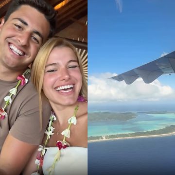 Filho de Cesar Filho comemora 1 ano de casamento em viagem a Bora Bora