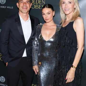 Marcus Buaiz e Isis Valverde se encontram com presidente do Globo de Ouro durante o Festival de Veneza