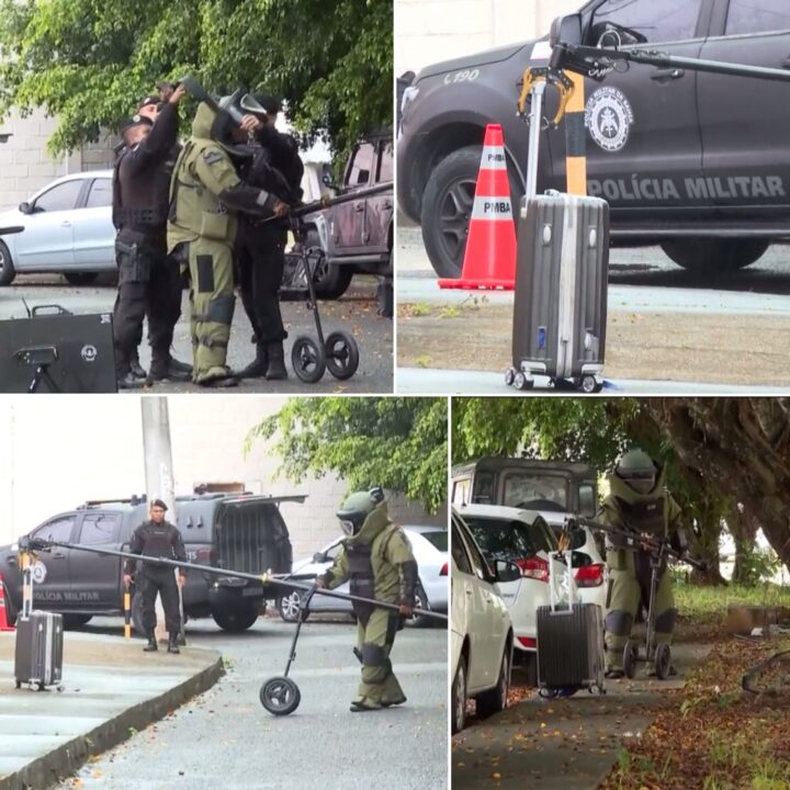 Mala abandonada perto de shopping em Salvador mobiliza equipe antibombas da polícia