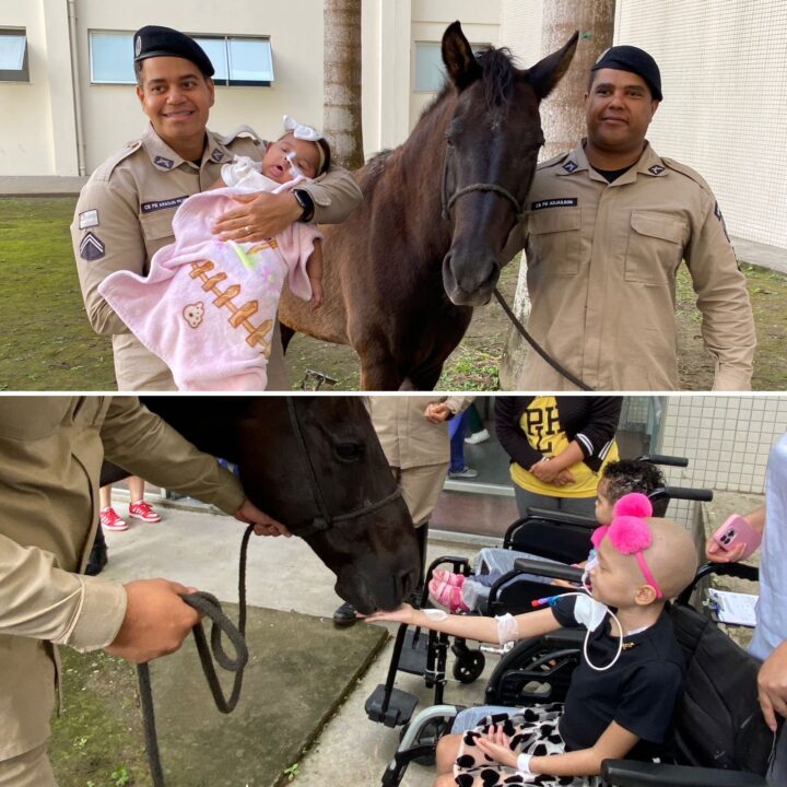 Hospital Estadual da Criança promove ações de humanização com apoio da Cavalaria da PM