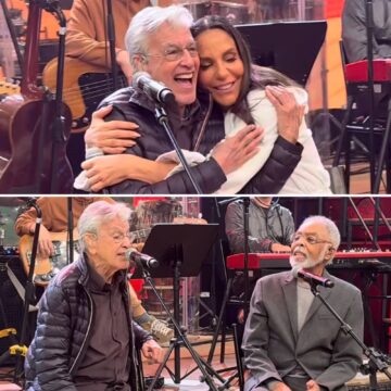 Encontro de titãs! Ivete Sangalo, Caetano Veloso e Gilberto Gil se reúnem em gravação do ‘Altas Horas’