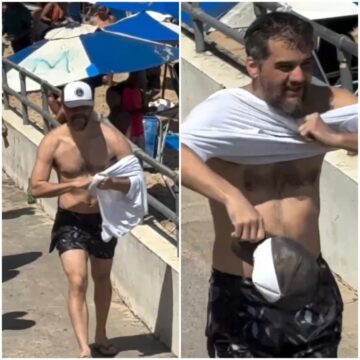 Wagner Moura curte praia da Barra antes de nova temporada teatral em Salvador