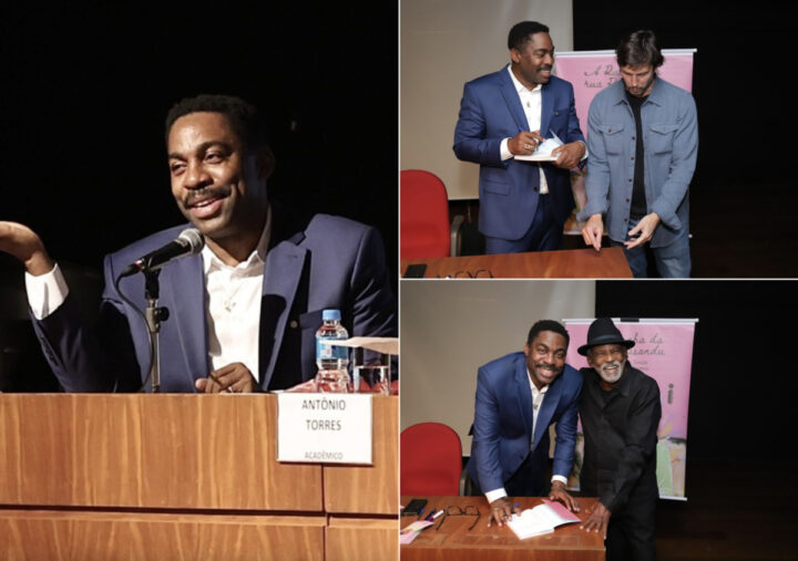 Lázaro Ramos recebe Vladimir Brichta e Antonio Pitanga em lançamento de livro na ABL