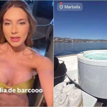 Na Espanha, Virginia Fonseca curte passeio em barco de luxo com ofurô