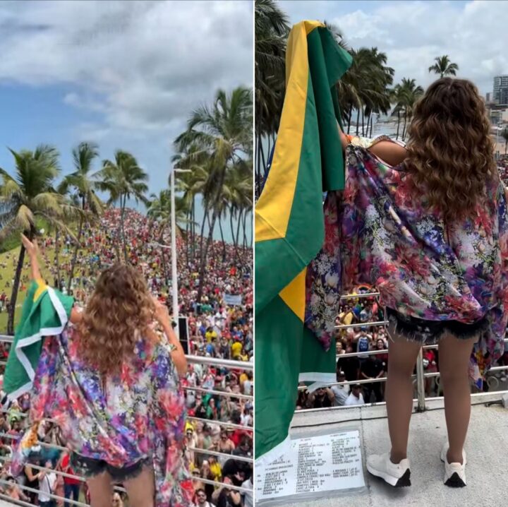 Daniela Mercury comanda trio elétrico em manifestação na Barra