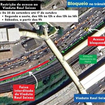 Acesso ao Viaduto Raul Seixas será parcialmente restrito a partir desta quinta (25) para avanço de obras na região da Rodoviária