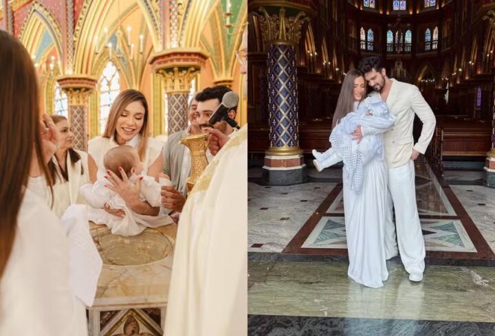 Bruna Santana compartilha fotos do batizado de Serena, filha de Luan Santana