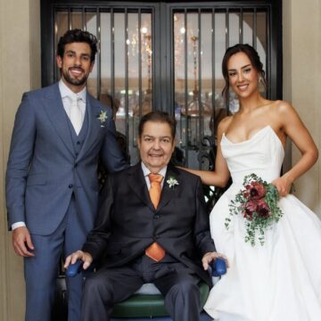 Julinho Casares abre álbum de fotos do casamento com Lara Silva, filha de Faustão