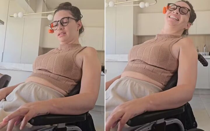 Ex-ginasta Laís Souza comemora ao sentir as pontas dos dedos