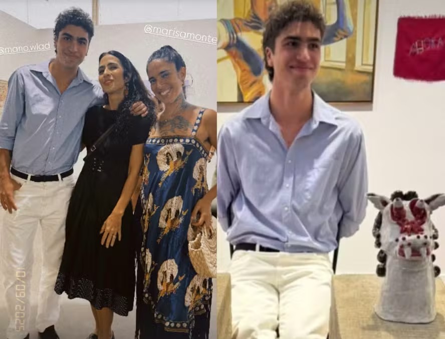 Filho de Marisa Monte, Mano Wladimir apresenta trabalhos na Feira de Artes do Rio com presença da mãe e nomes como Marieta Severo