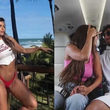 Nova namorada de Gabriel Medina dá recado em camiseta e surfista reage: ‘Era meu sonho’