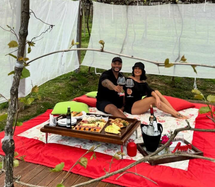 Scheila Carvalho faz piquenique romântico com Tony Salles em vinícola no Rio Grande do Sul