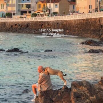 Vídeo emocionante de idoso e cachorro na praia da Barra viraliza nas redes