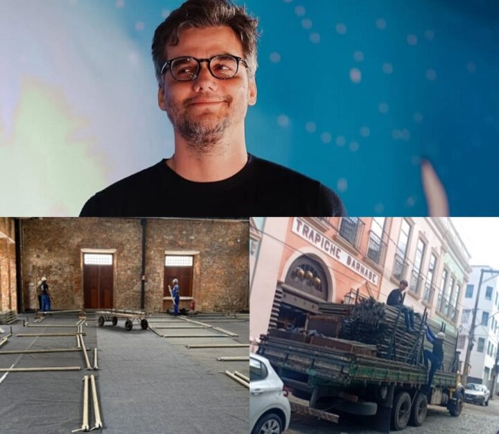 Primeiras estruturas do espetáculo de Wagner Moura começam a ser montadas no Trapiche Barnabé