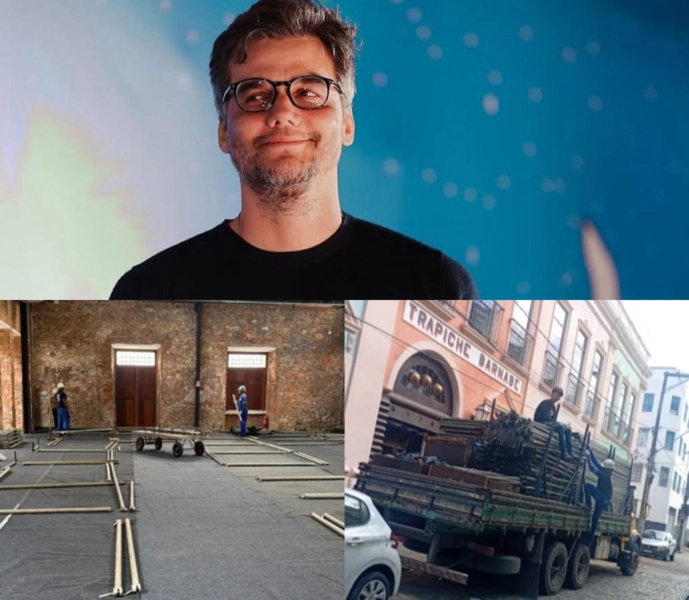 Primeiras estruturas do espetáculo de Wagner Moura começam a ser montadas no Trapiche Barnabé