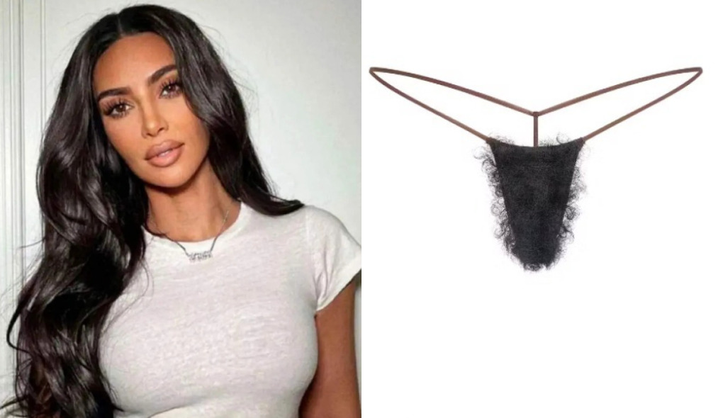 Kim Kardashian lança calcinha que imita pelos pubianos e peça esgota em horas
