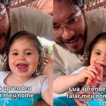 Eliezer encanta seguidores com vídeo da filha Lua, de 2 anos, pronunciando o nome dos pais