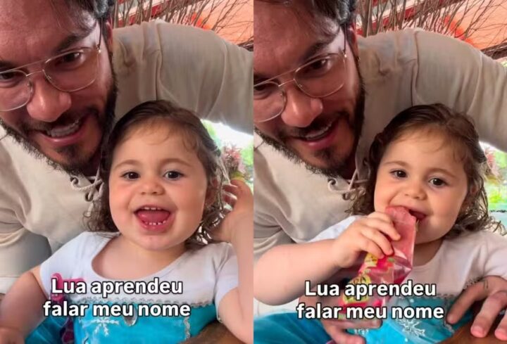 Eliezer encanta seguidores com vídeo da filha Lua, de 2 anos, pronunciando o nome dos pais