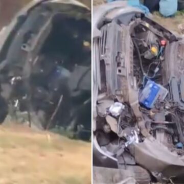 Carro capota e cai em ribanceira na Ligação Iguatemi-Paralela