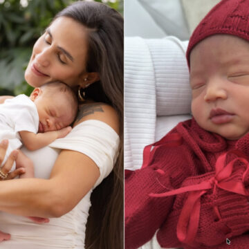 Carol Peixinho celebra um mês do filho Bento com bolo temático
