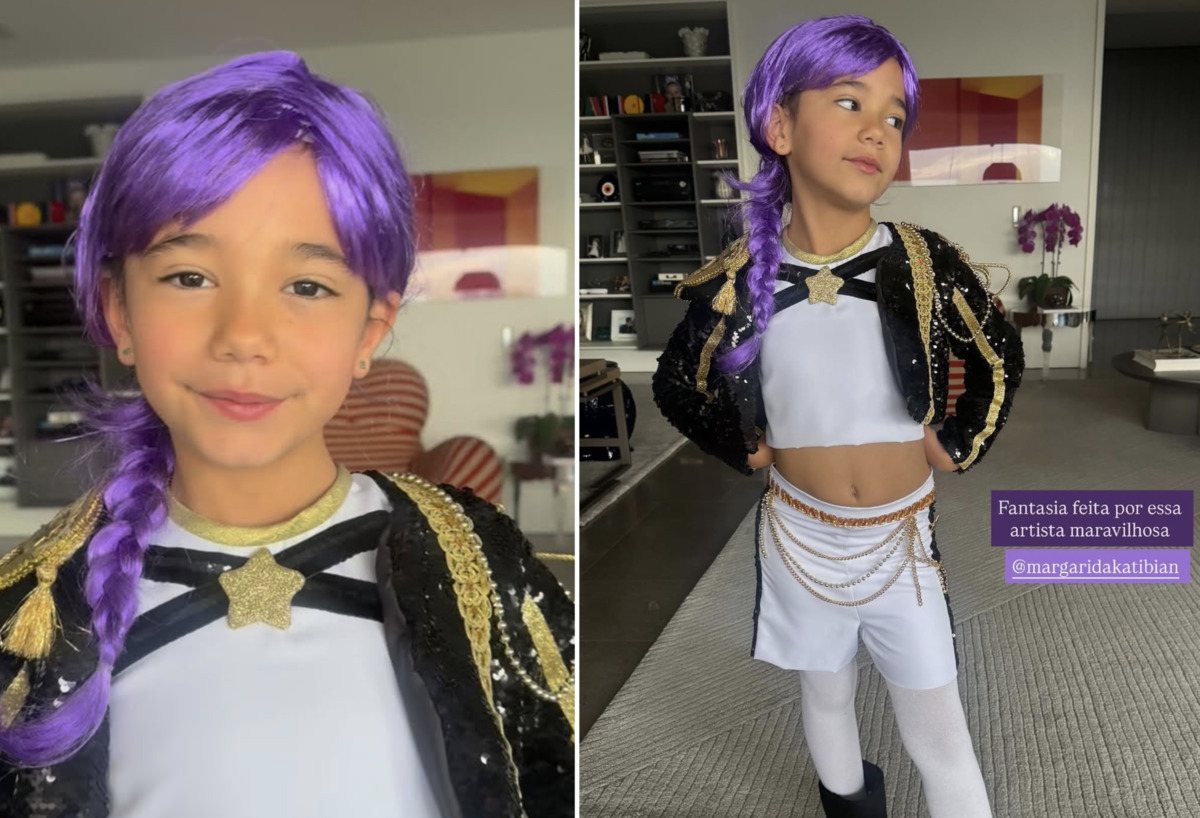 Filha de Tici Pinheiro e César Tralli elege look diferentão para festa de Halloween na escola