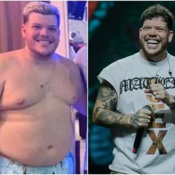 De chamego com a esposa, Ferrugem aparece sem camisa após perder 45 kg: ‘Tá fininho’