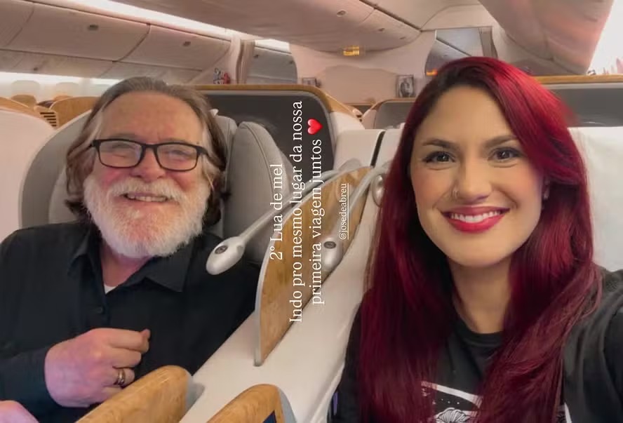 José de Abreu e a esposa, 52 anos mais nova, fazem segunda lua de mel