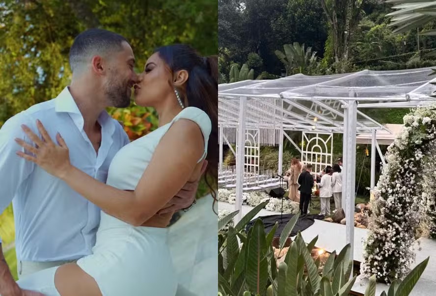 Casamento de Lexa e Ricardo Vianna tem 3 mil flores e homenagem para filha do casal, Sofia
