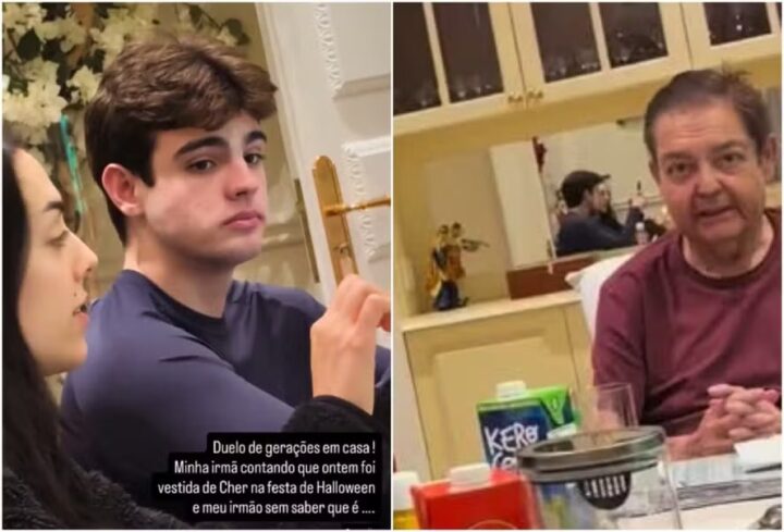 João Silva mostra ‘duelo de gerações’ dos irmãos durante jantar com o pai, Faustão