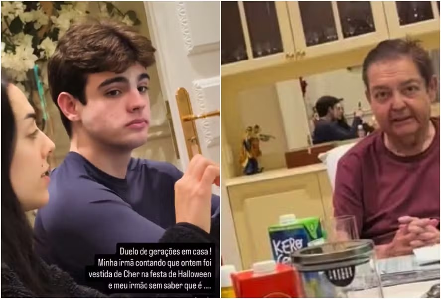 João Silva mostra ‘duelo de gerações’ dos irmãos durante jantar com o pai, Faustão