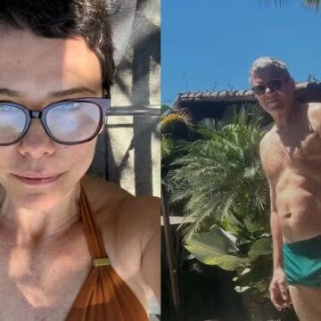 De férias, Malu Galli curte dia na piscina com artista com quem é casada há 26 anos