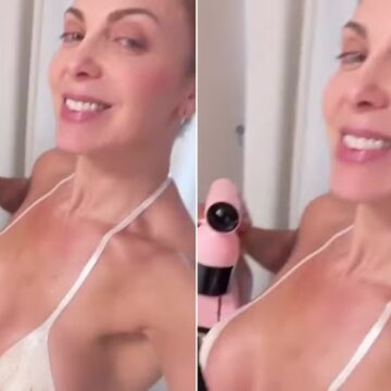 De biquíni de fita, Sheila Mello mostra curvas em bronzeamento De biquíni de fita, Sheila Mello mostra curvas em bronzeamento