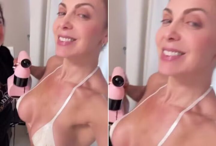 De biquíni de fita, Sheila Mello mostra curvas em bronzeamento De biquíni de fita, Sheila Mello mostra curvas em bronzeamento