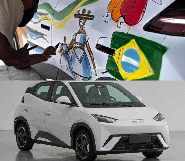 Carro da BYD ganha pintura inspirada na Bahia após inauguração da fábrica em Camaçari