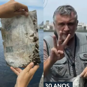 Biólogo encontra saco plástico de 30 anos em lagoa do Rio de Janeiro: ‘Já tem um ecossistema’